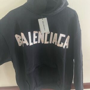 Balenciaga Tape Type Ripped Pocket Hoodie Size Small